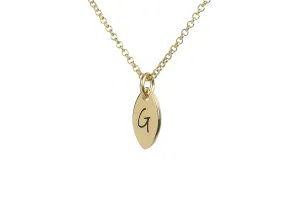 14k Gold Name Initial Necklace - Marquise Pendant - Custom Letter Pendant - Personalized Memorial Jewelry
