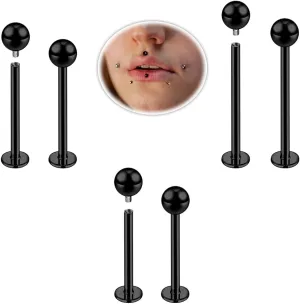 16G Labret Cheek Tongue Rings Surgical Stainless Steel Monroe Lip Piercing Jewelry Barbell Ring Kits Ultra-long Bar Length 14mm/16mm/19mm/22mm/25mm