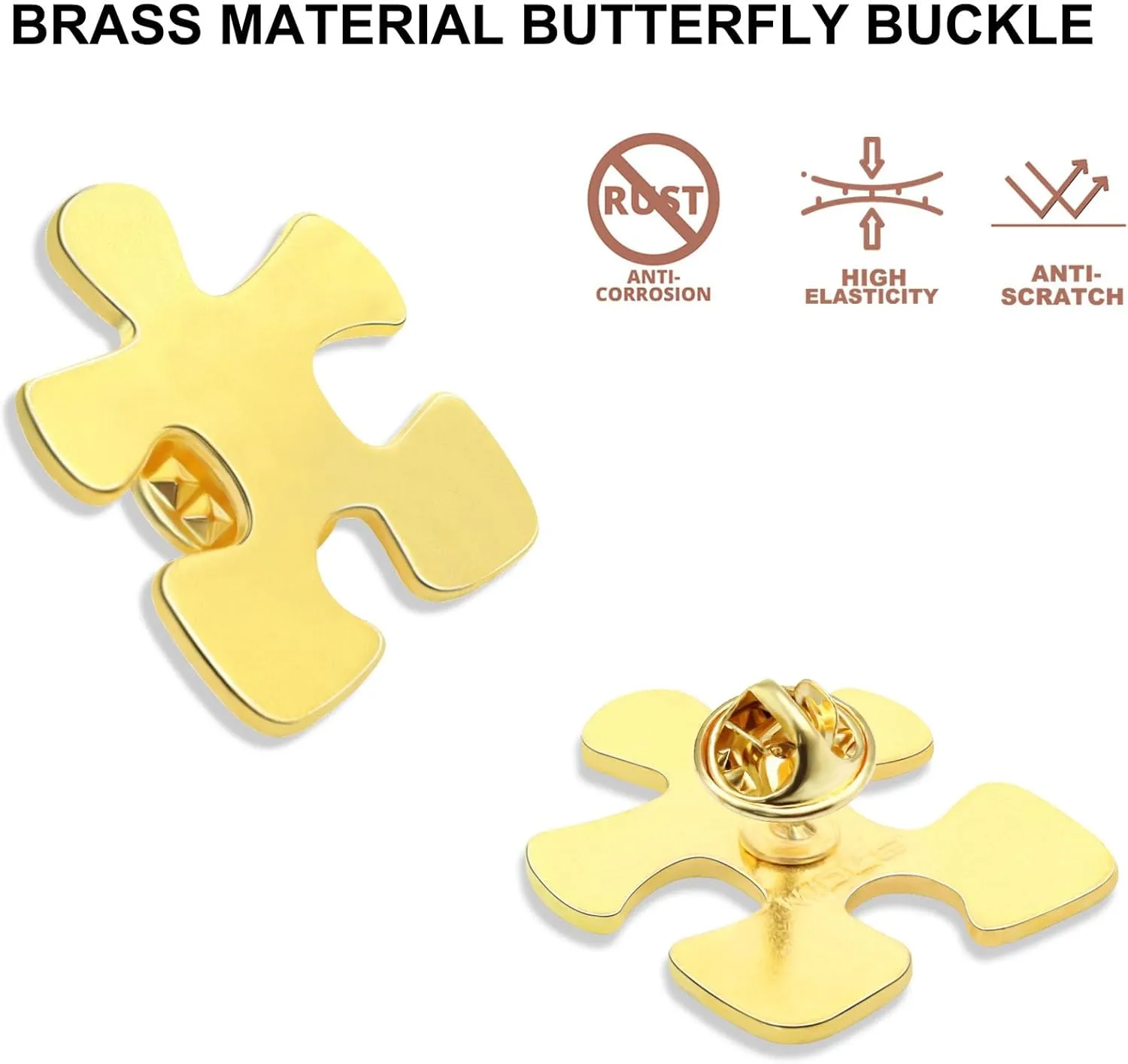 20/50/100/200Pcs Employee Appreciation Gifts Gold Puzzle Piece Pins Bulk Autism Awareness Pin Thank You Gifts Button Brooch Badge Pin