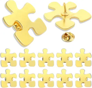 20/50/100/200Pcs Employee Appreciation Gifts Gold Puzzle Piece Pins Bulk Autism Awareness Pin Thank You Gifts Button Brooch Badge Pin