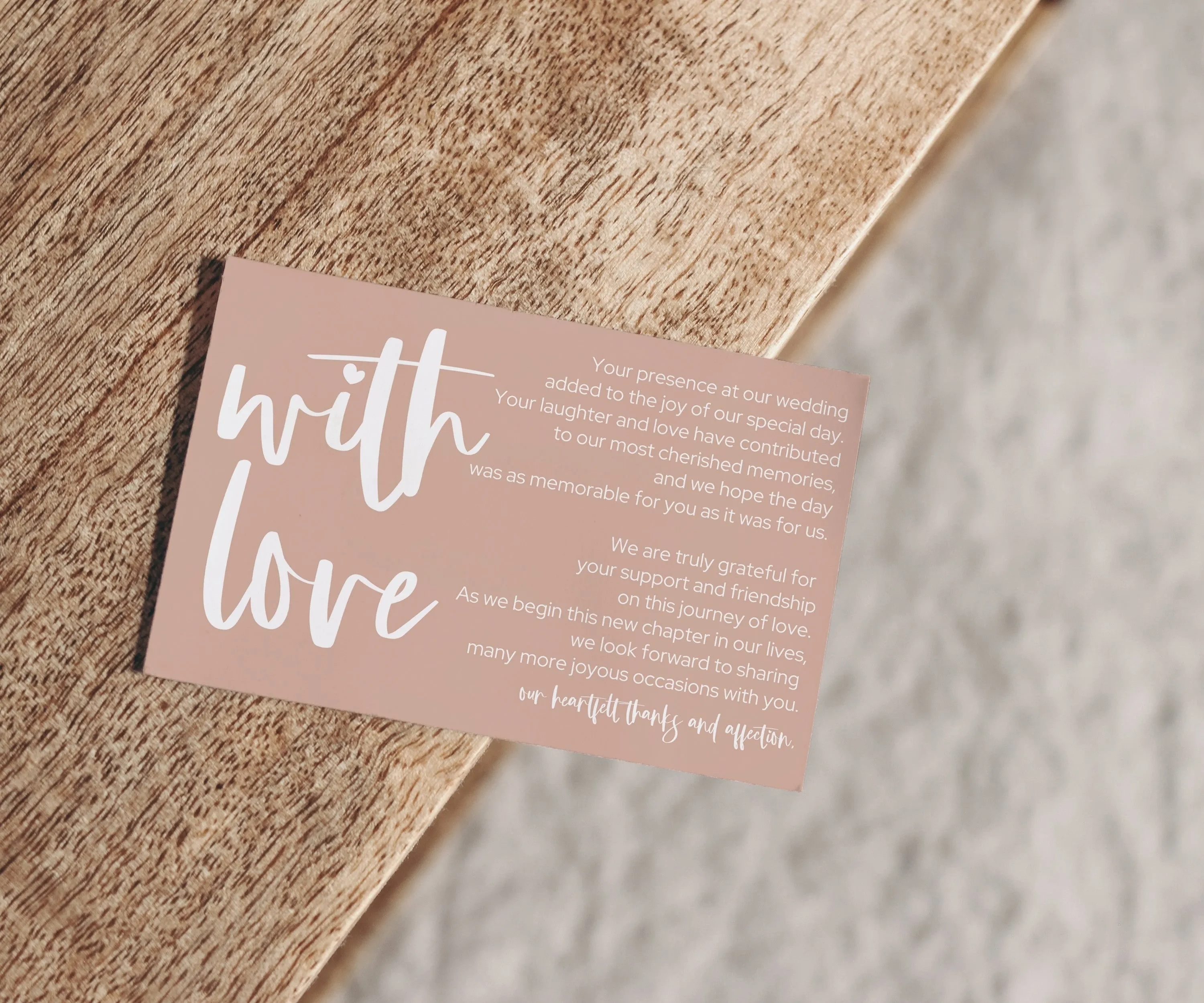 25-Pack Canyon Rose Reception Thank You Cards - 4x6 Wedding Table Favors
