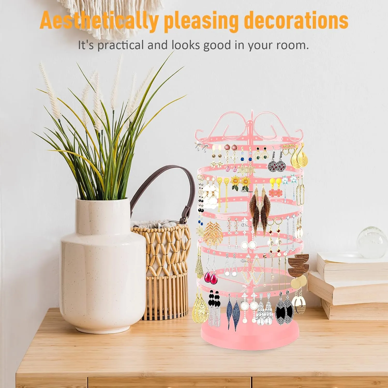 5 Tiers 360 Rotating Earring Holder Organizer Stand,220 Holes Stud Earring Organizers and StorageJewelry Organizers and Storage,Earring Tree Organizer for Women