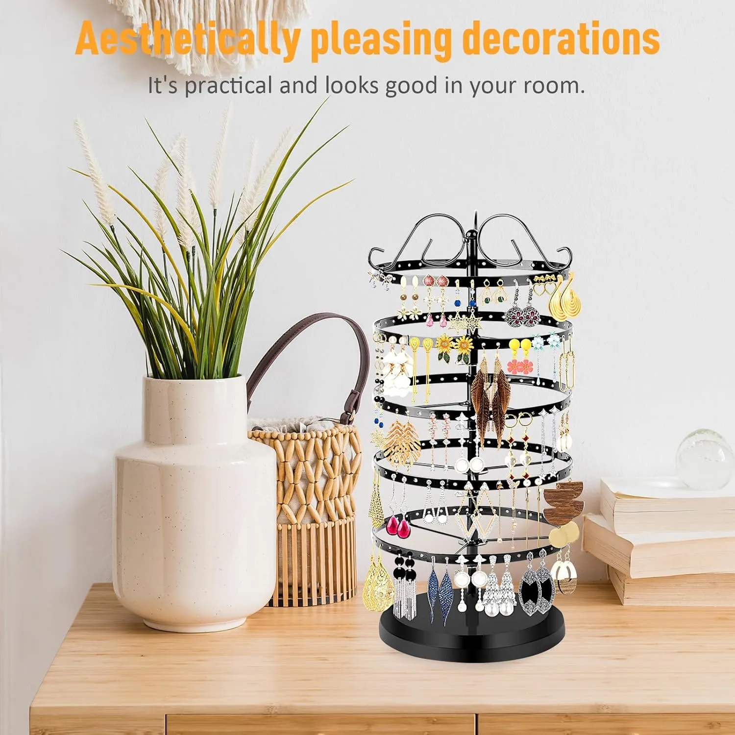 5 Tiers 360 Rotating Earring Holder Organizer Stand,220 Holes Stud Earring Organizers and StorageJewelry Organizers and Storage,Earring Tree Organizer for Women