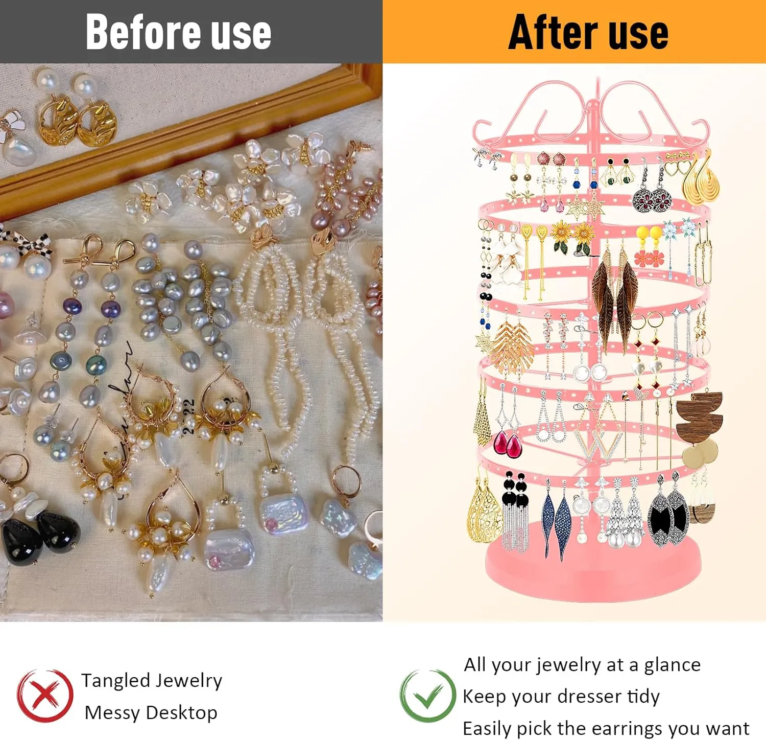 5 Tiers 360 Rotating Earring Holder Organizer Stand,220 Holes Stud Earring Organizers and StorageJewelry Organizers and Storage,Earring Tree Organizer for Women