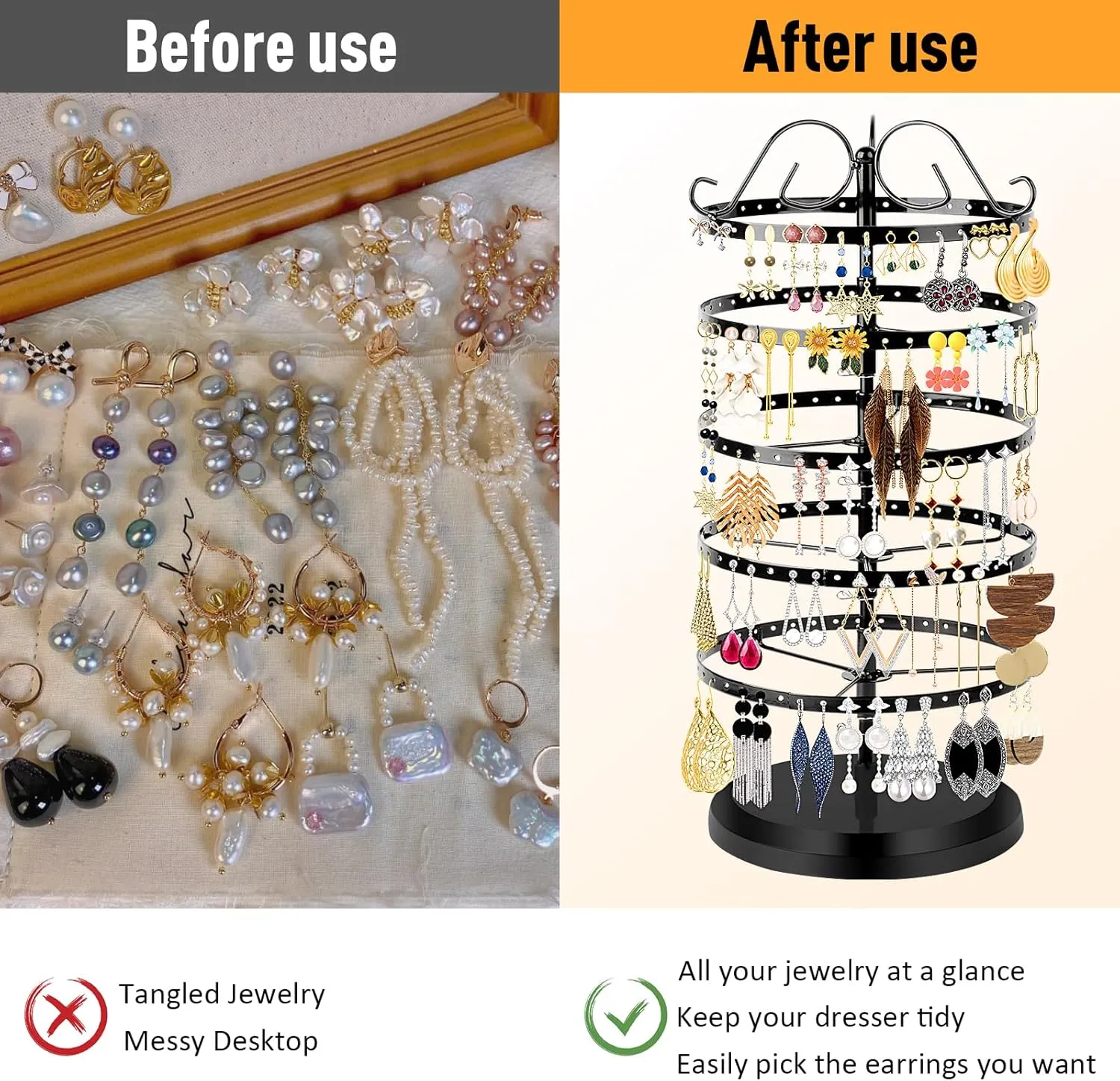 5 Tiers 360 Rotating Earring Holder Organizer Stand,220 Holes Stud Earring Organizers and StorageJewelry Organizers and Storage,Earring Tree Organizer for Women