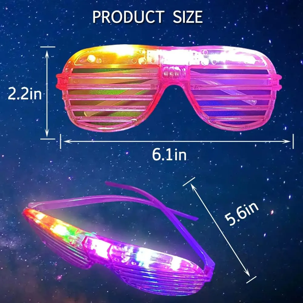 60 Pcs Glow In The Dark Glasses, 6 Colors LED Glasses Bulk Party Supplies for Kids and Adults, Glow Neon Party Favors Toys for Carnival Halloween Christmas Birthday Wedding