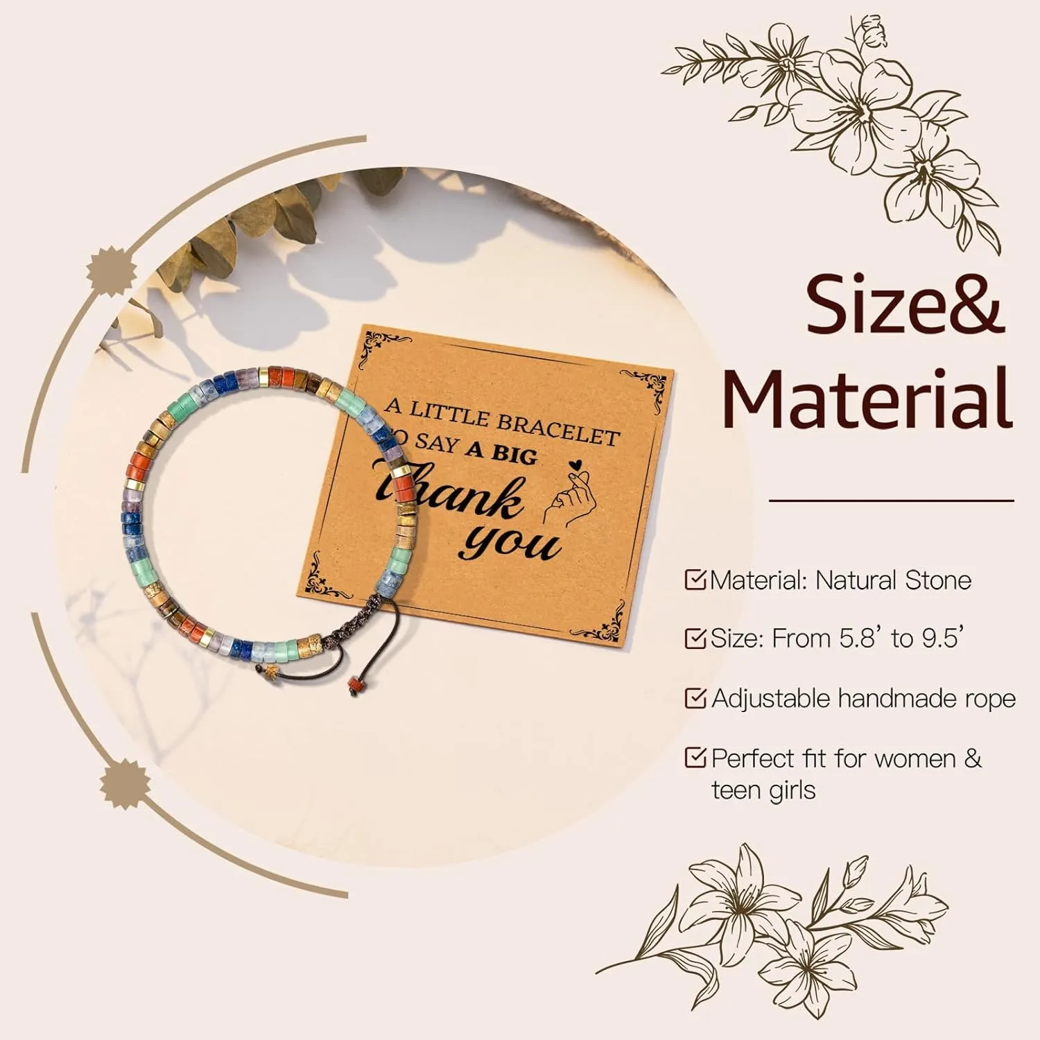AGOT Thank You Gifts for Women: Teacher Appreciation Office Gifts for Coworkers Employee Boss Lady Manager Colleague Natural Stone Bracelet