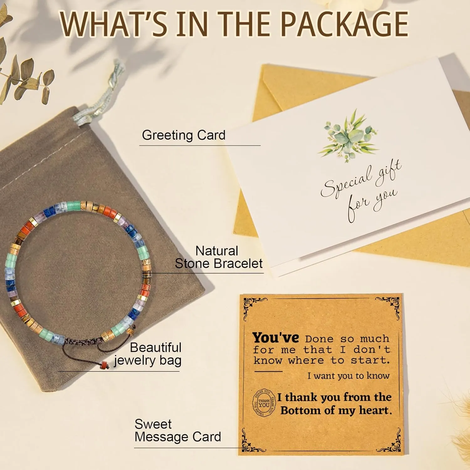 AGOT Thank You Gifts for Women: Teacher Appreciation Office Gifts for Coworkers Employee Boss Lady Manager Colleague Natural Stone Bracelet