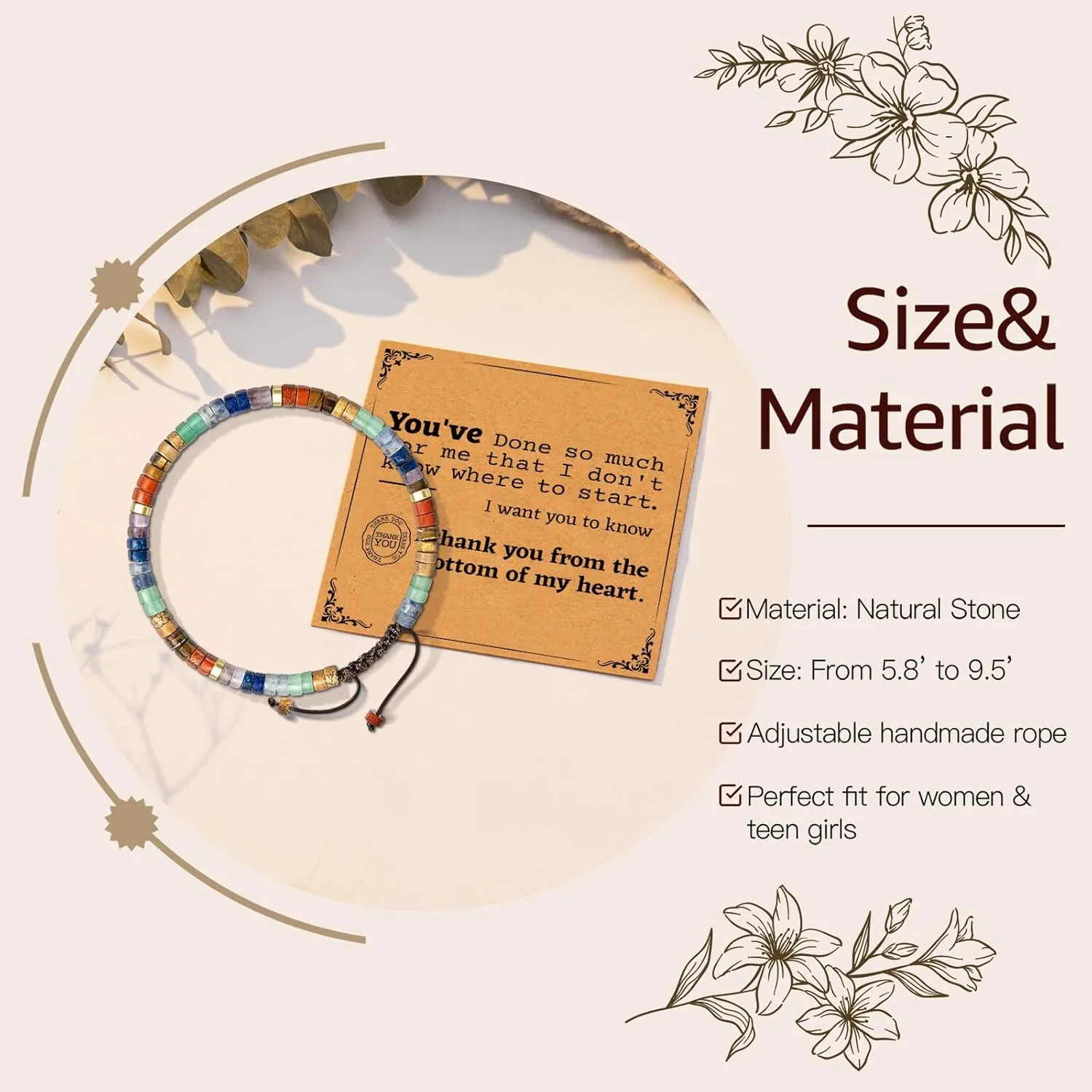 AGOT Thank You Gifts for Women: Teacher Appreciation Office Gifts for Coworkers Employee Boss Lady Manager Colleague Natural Stone Bracelet