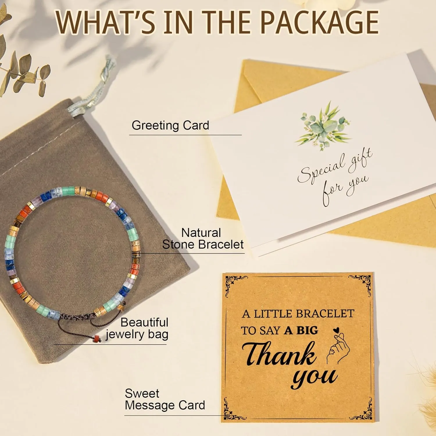AGOT Thank You Gifts for Women: Teacher Appreciation Office Gifts for Coworkers Employee Boss Lady Manager Colleague Natural Stone Bracelet