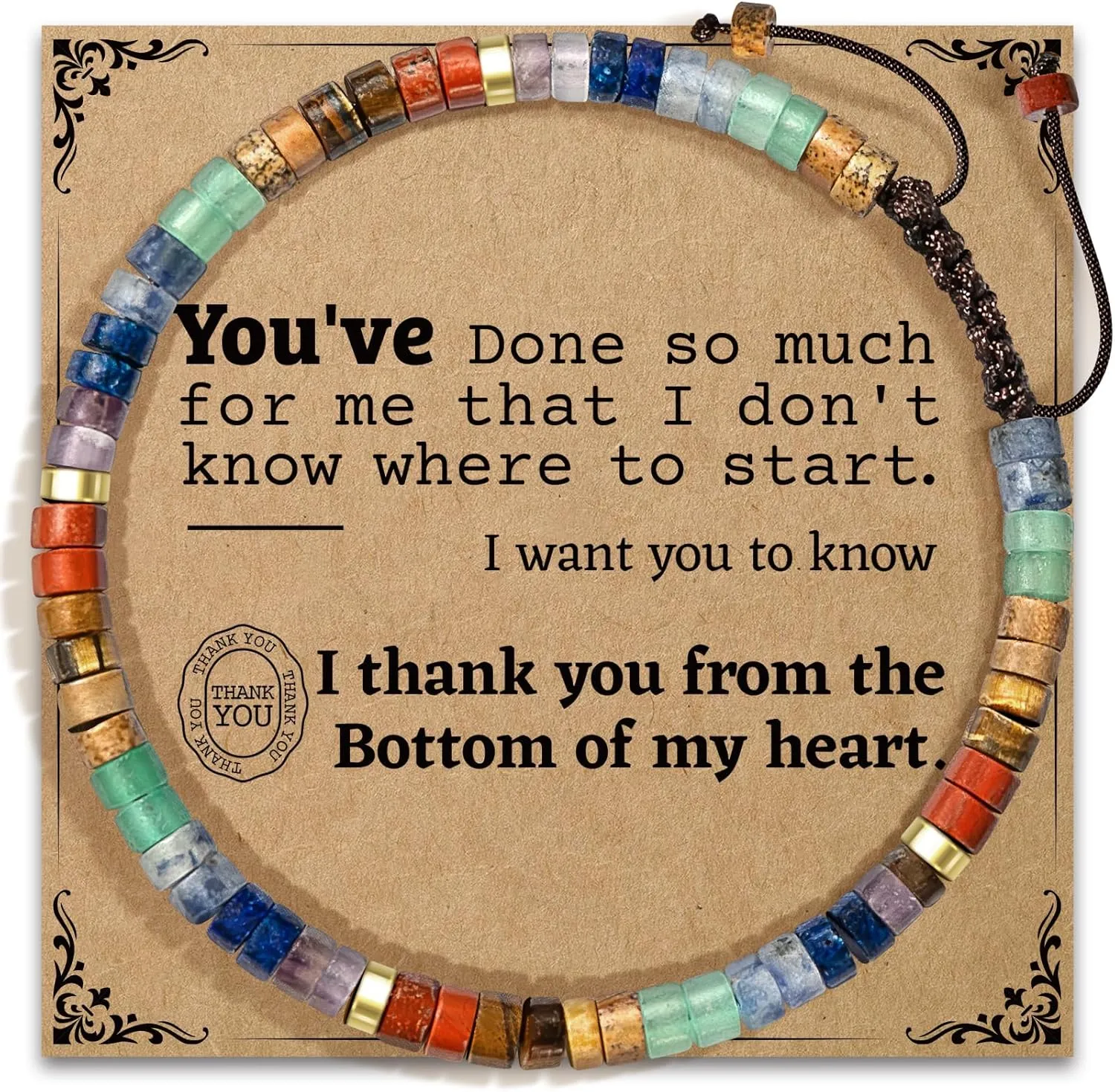 AGOT Thank You Gifts for Women: Teacher Appreciation Office Gifts for Coworkers Employee Boss Lady Manager Colleague Natural Stone Bracelet