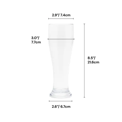 BELLAFORTE Shatterproof Plastic Beer Glasses 16oz Unbreakable Glass Set