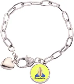 Blessing Prayer Expression Hands Heart Chain Bracelet Jewelry Charm Fashion