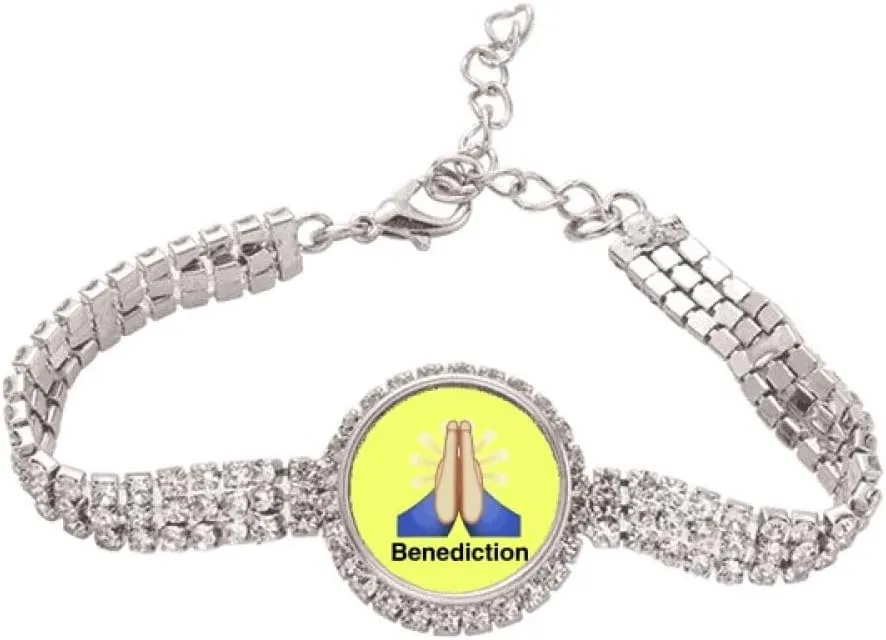 Blessing Prayer Expression Hands Tennis Chain Anklet Bracelet Diamond Jewelry