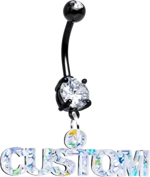 Body Candy Black Anodized Steel Customizable Lucite Acrylic Personalized Name Dangle Belly Ring