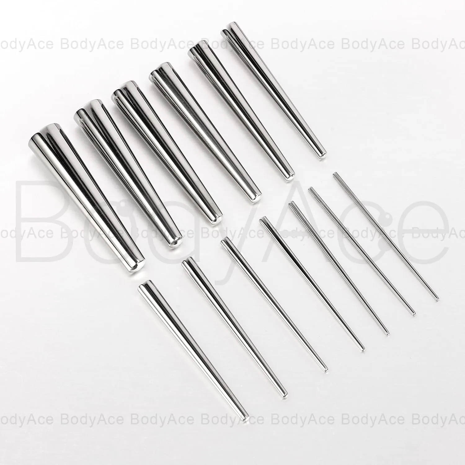 BodyAce 1pc Insertion Taper for Ear Plugs, Stainless Steel Piercing Taper Gauge Earrings Tunnel Assistant Tool, 1.4mm-11mm Ear Lobe Expander Jewelry