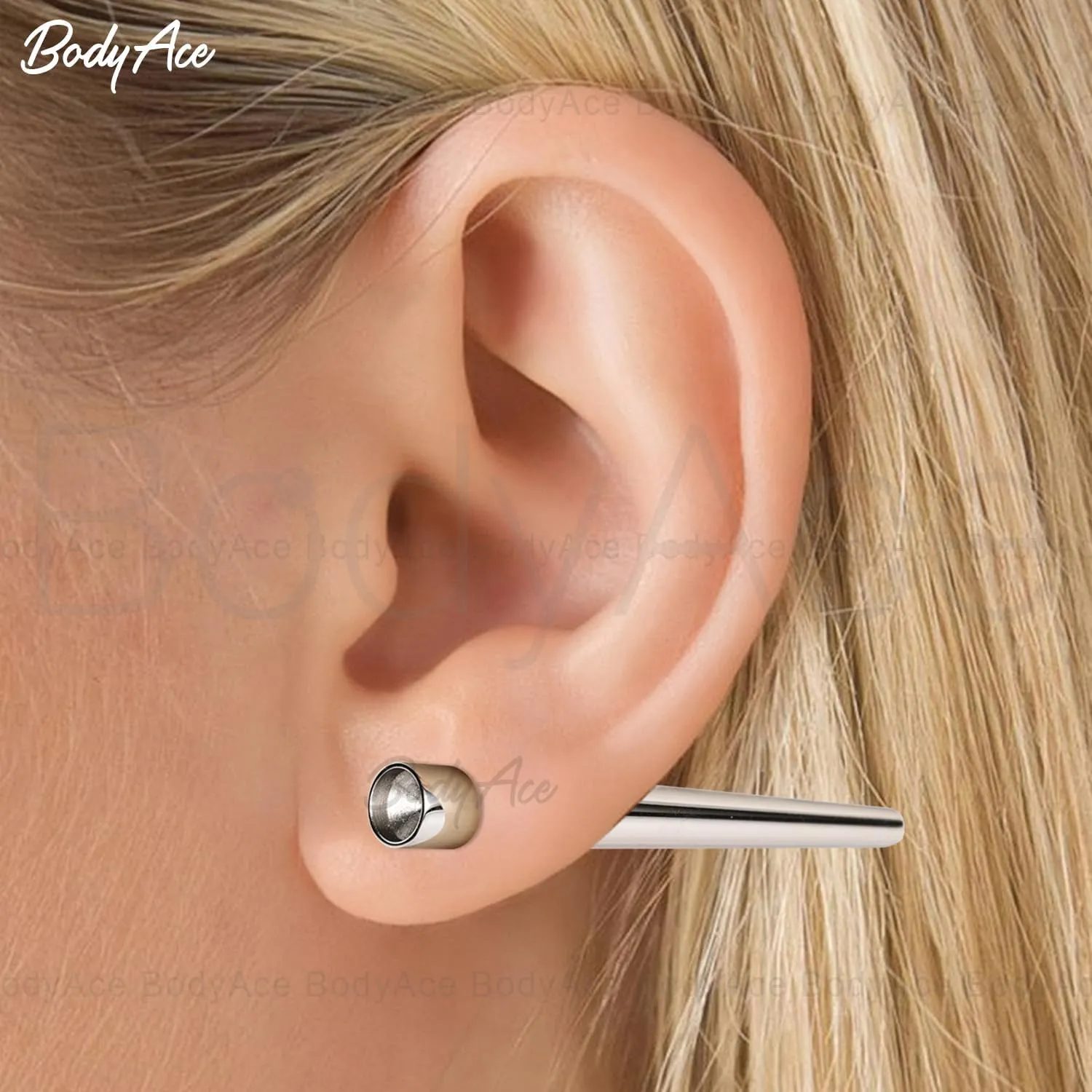 BodyAce 1pc Insertion Taper for Ear Plugs, Stainless Steel Piercing Taper Gauge Earrings Tunnel Assistant Tool, 1.4mm-11mm Ear Lobe Expander Jewelry