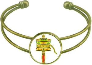 Buddhism Religion Prayer Wheel Sanskrit Bracelet Bangle Retro Open Cuff Jewelry