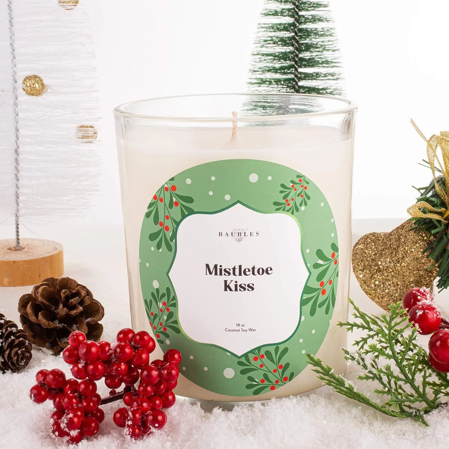 Christmas Winter Candles and Jewelry Earring Inside| Mistletoe Kiss | Home Decor Gifts