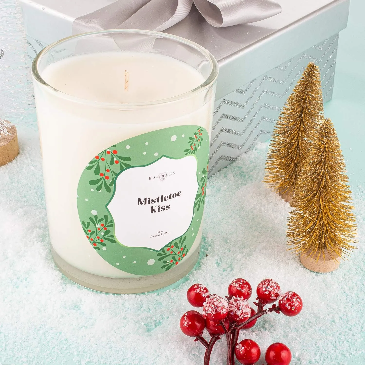 Christmas Winter Candles and Jewelry Earring Inside| Mistletoe Kiss | Home Decor Gifts