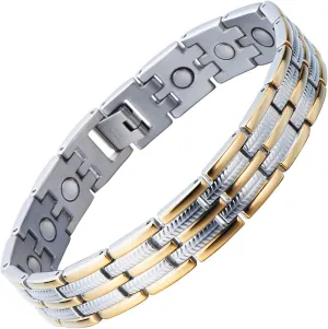 COOLSTEELANDBEYOND Stainless Steel Man Bracelet Energy Link Gold Silver and Free Link Removal Tool