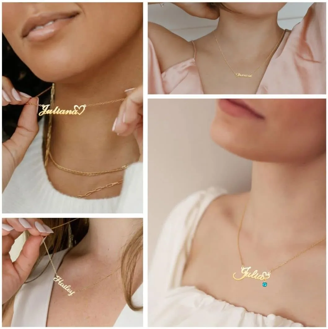 Custom Name Necklace Gold Plated Personalized Nameplate Jewelry Customized Gift for Women