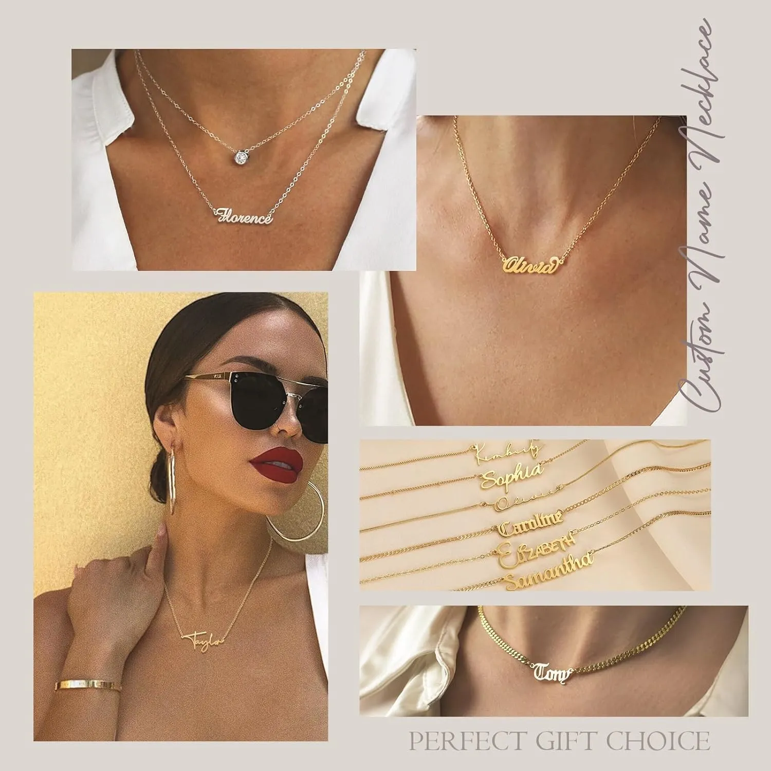 Custom Name Necklace Personalized 18K Gold Plated Nameplate Customized Jewelry Pendant Gift for Women