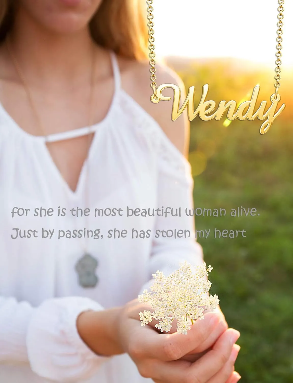 Custom Name Necklace Personalized 18K Gold Plated Nameplate Customized Jewelry Pendant Gift for Women