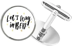 DIYthinker Let's Stay in Bed Quote Handwrite Round Button Cuff Clip Stud Cufflinks