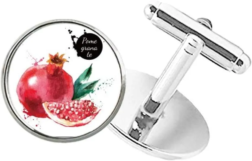 DIYthinker Pamegranate Fruit Tasty Healthy Watercolor Round Button Cuff Clip Stud Cufflinks