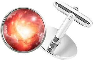 DIYthinker Pink Galaxy Beautiful Nebula Pattern Round Button Cuff Clip Stud Cufflinks
