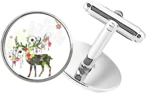 DIYthinker Snowflake Lantern Deer Round Button Cuff Clip Stud Cufflinks