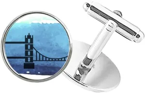 DIYthinker Tower Bridge London England Britain UK Round Button Cuff Clip Stud Cufflinks
