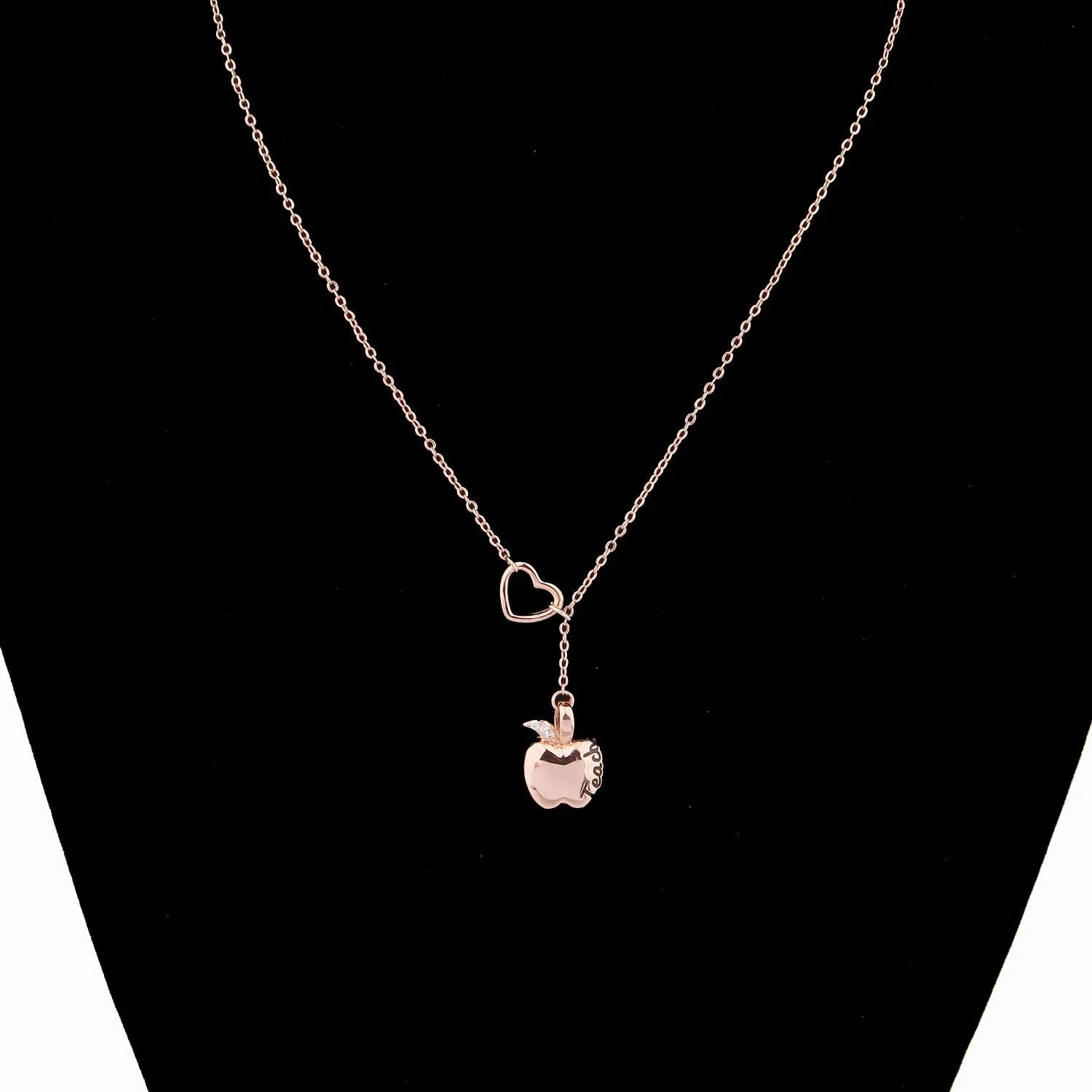 ENSIANTH Teacher Necklace Teachers Gift Apple Pendant Lariat Necklace Thank You Gift For Teacher