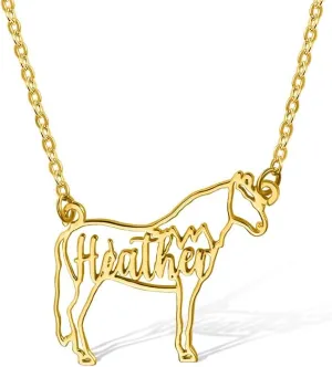 Getname Necklace Horse Necklace with Name Personalized Horse Pendant Horse Lover Gift Horse Jewelry Equestrian Necklace Gift for Her Western Cowgirl Jewelry Custom Name Horse Charm Necklace