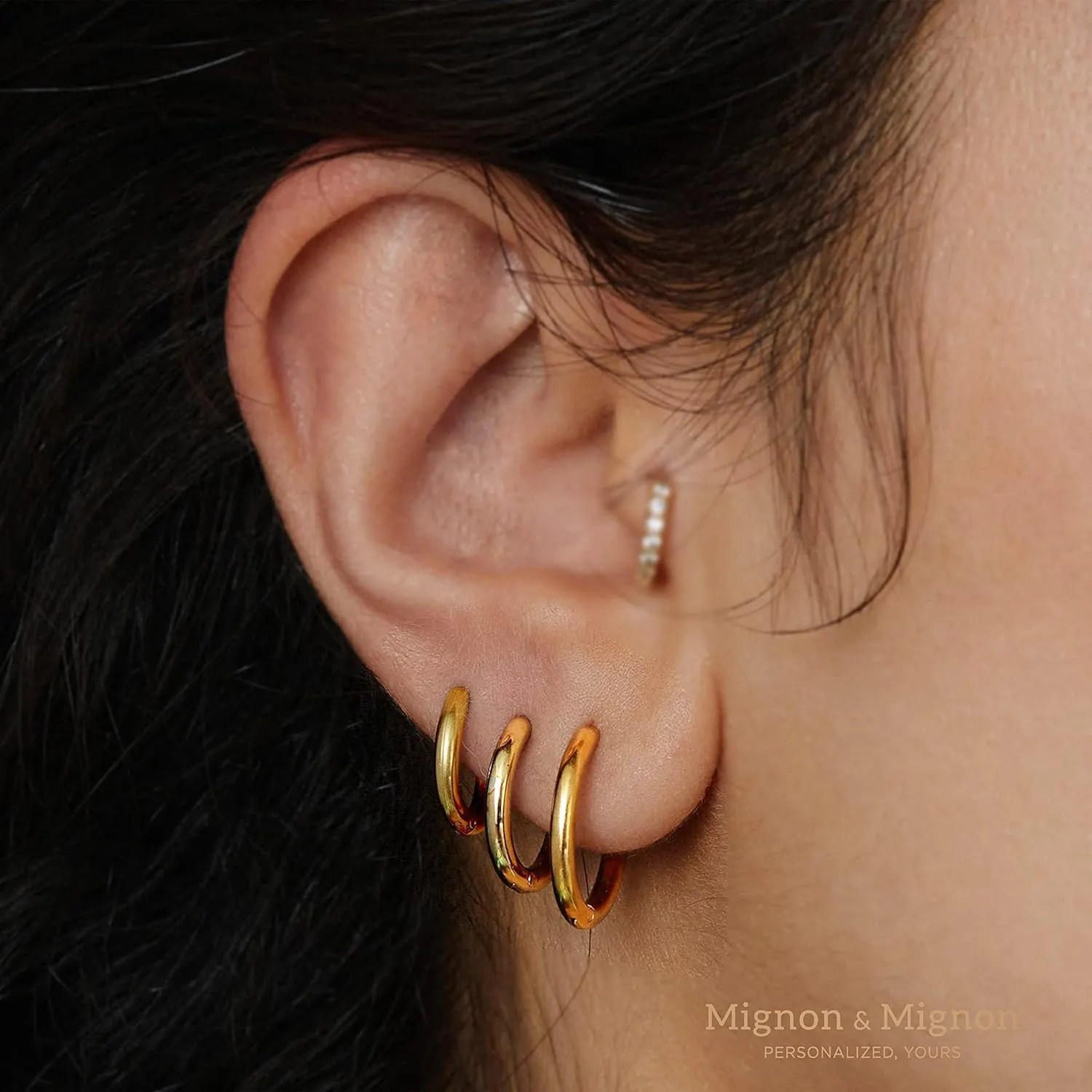 Gold Tiny Huggie Hoops Earrings Sets for Men Women Thick Bold Earrings Gold Conch Hoops Earrings Hypo-allergenic Ear Accessories for Her -HE