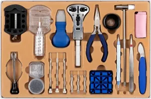 H&S Alliance Watch Repair Tool Kit - Watch Link Removal Kit - Tools & Kits for Sizing w Pin & Back Removal - Case Opener - Resizing Strap Band Adjustment - Link Remover - Box Case