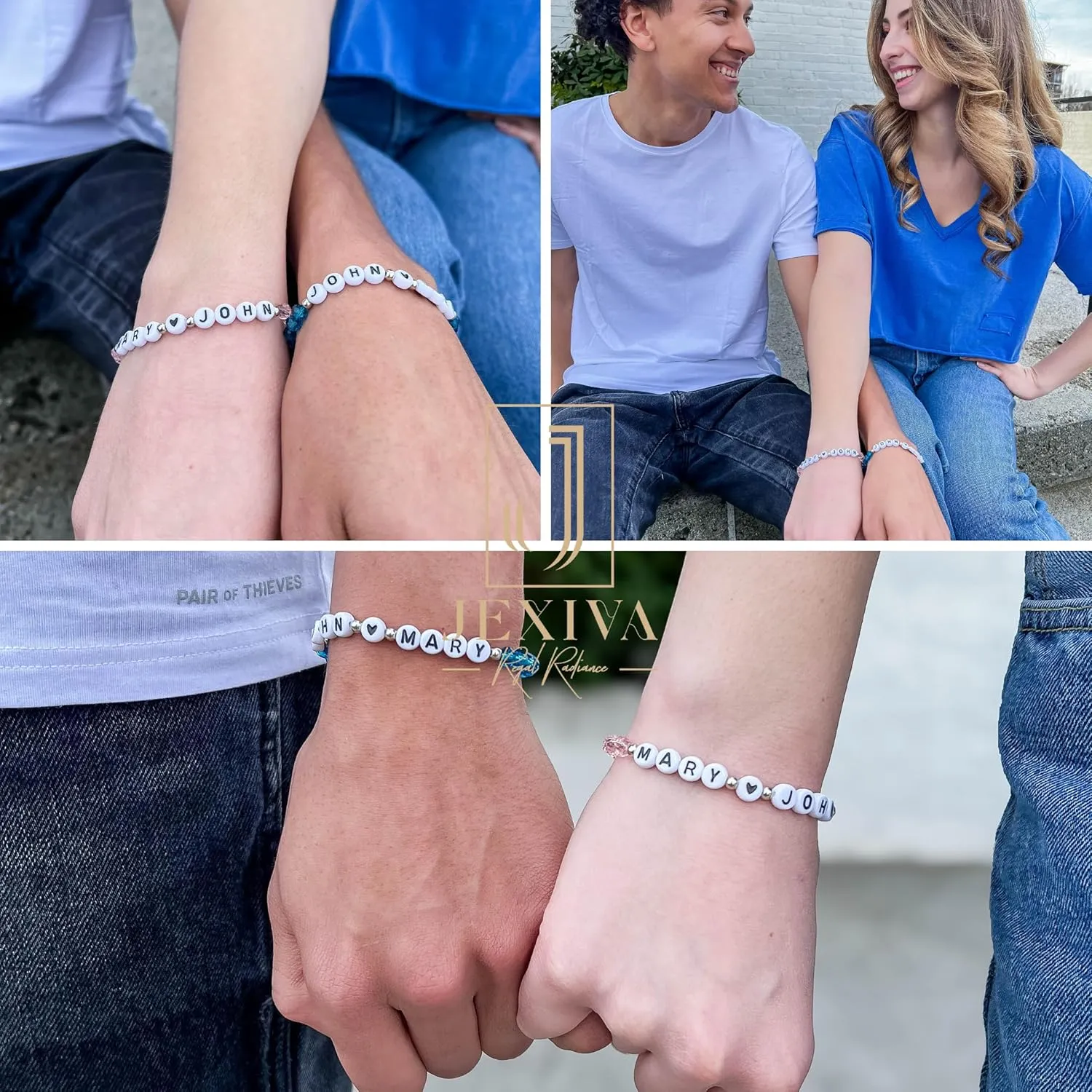 Handmade Crystal Bead Bracelet/Anklet | Fully Customized/Personalized | Custom Name, Size and Color | Unisex for Couples, Friends, Family | Adults & Kids | Anniversary, Birthday & Party (Stretch)