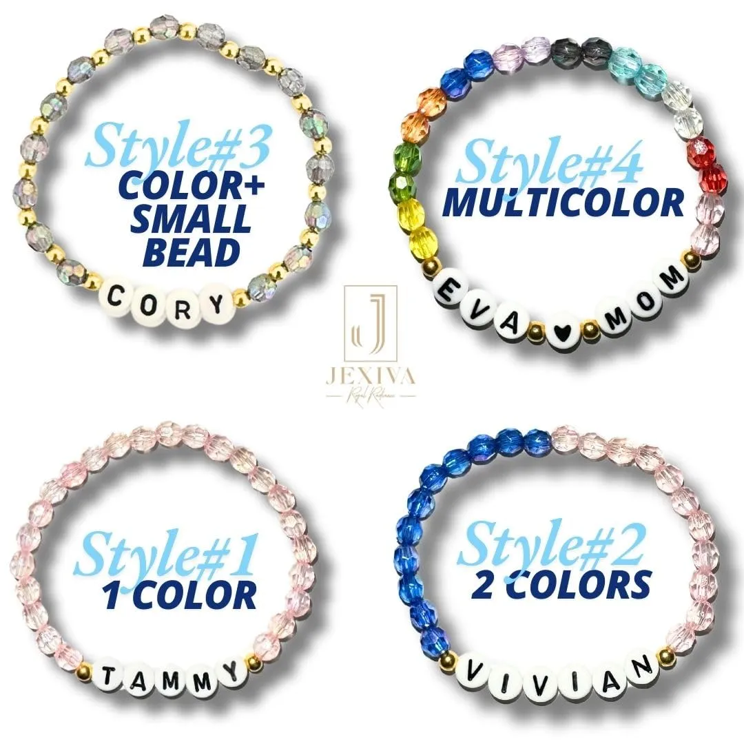 Handmade Crystal Bead Bracelet/Anklet | Fully Customized/Personalized | Custom Name, Size and Color | Unisex for Couples, Friends, Family | Adults & Kids | Anniversary, Birthday & Party (Stretch)