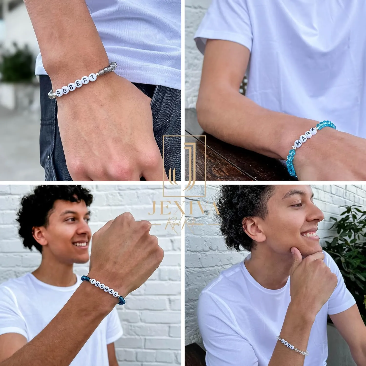 Handmade Crystal Bead Bracelet/Anklet | Fully Customized/Personalized | Custom Name, Size and Color | Unisex for Couples, Friends, Family | Adults & Kids | Anniversary, Birthday & Party (Stretch)
