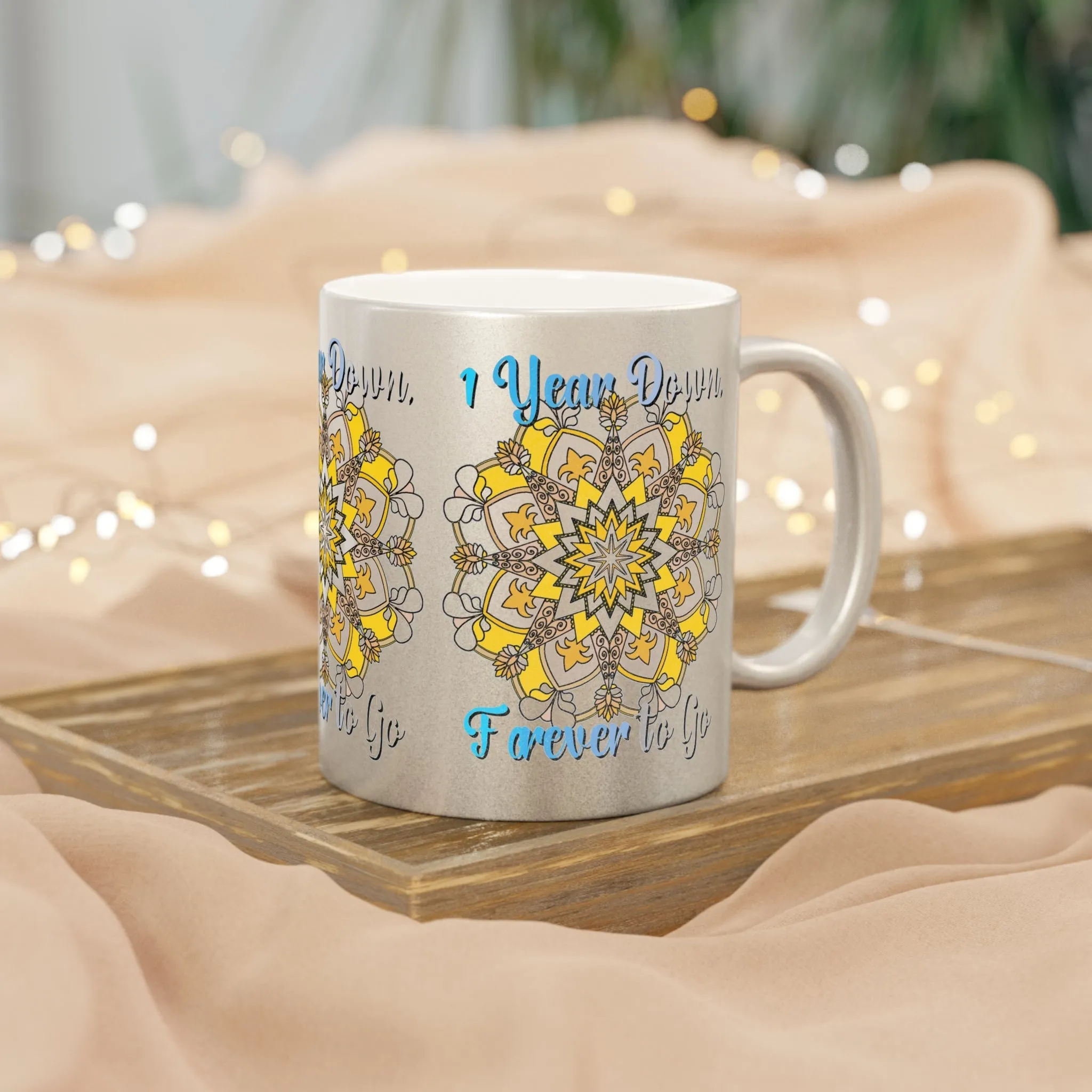 Handmade Mandala Metallic Mug - 1 Year Wedding Anniversary Gift