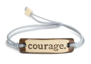 Handmade Original Bracelet, "courage.", Gray Adjustable Cord