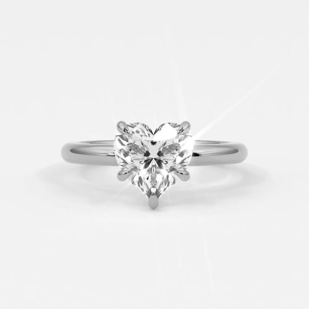 Heart Shape Pave Diamond Hidden Halo, Gold Band