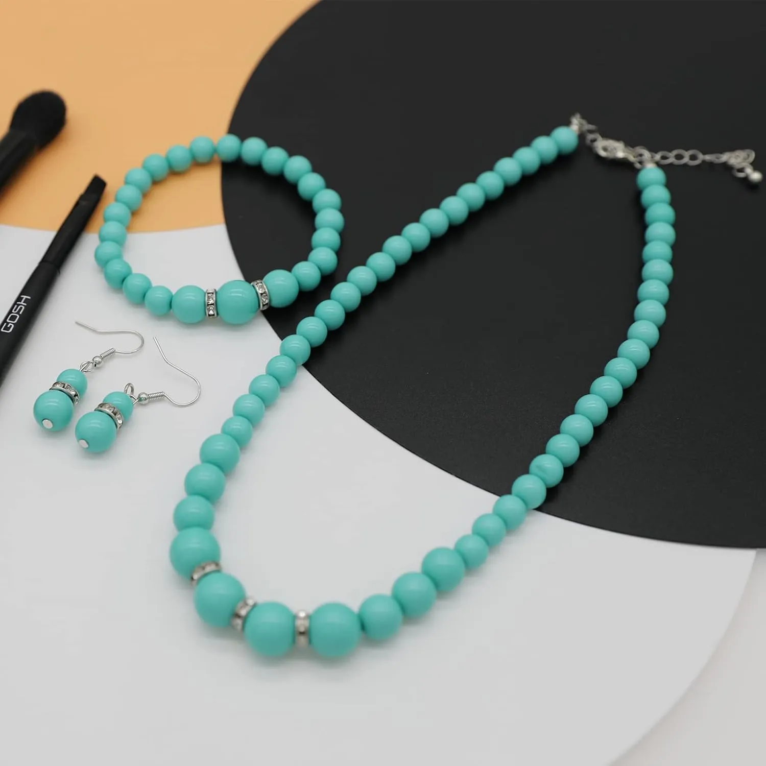 JNF Pearl Necklace for Women Crystal Rhinestone Pearl Choker Necklace and Earrings Set for Bridal Party Wedding Jewelry