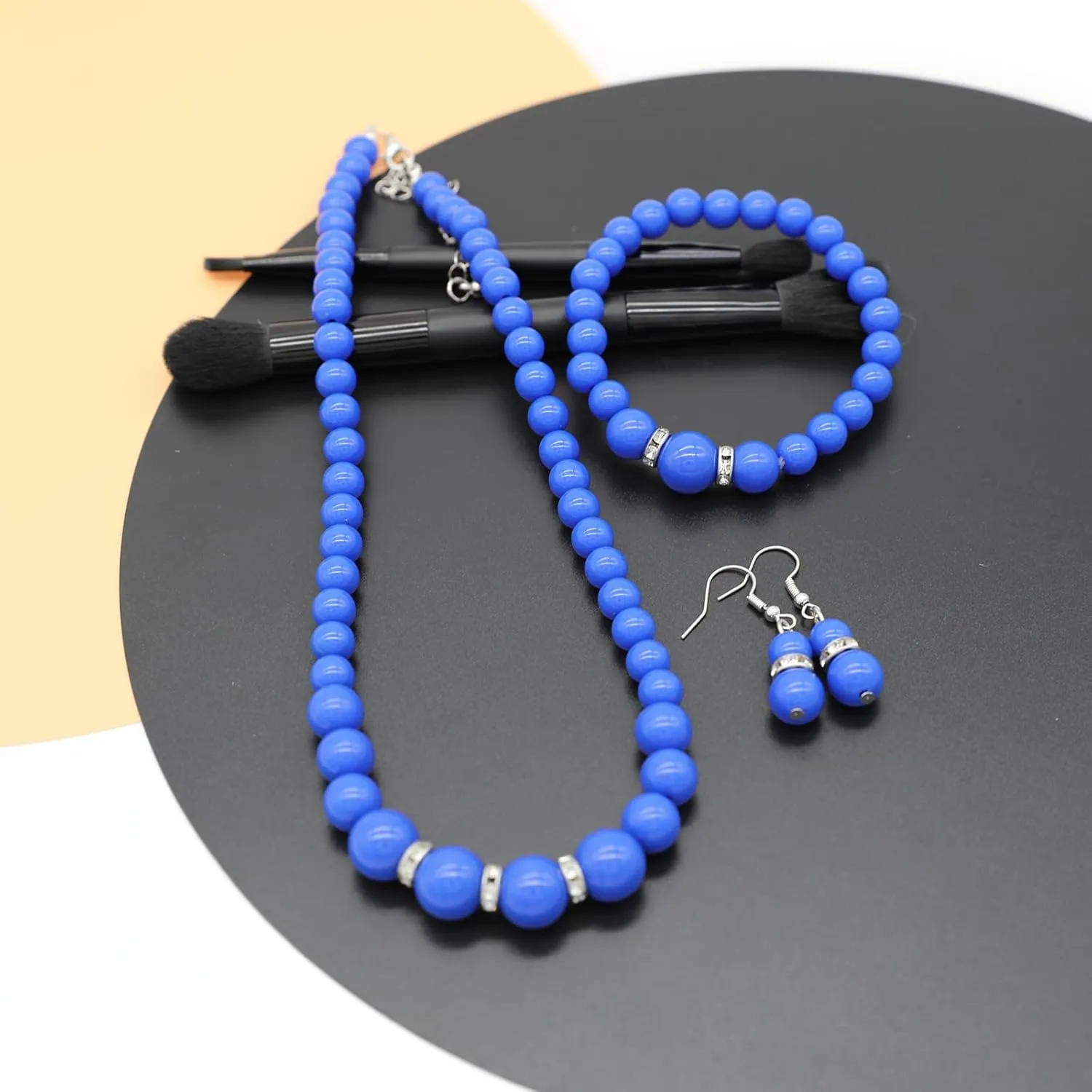 JNF Pearl Necklace for Women Crystal Rhinestone Pearl Choker Necklace and Earrings Set for Bridal Party Wedding Jewelry