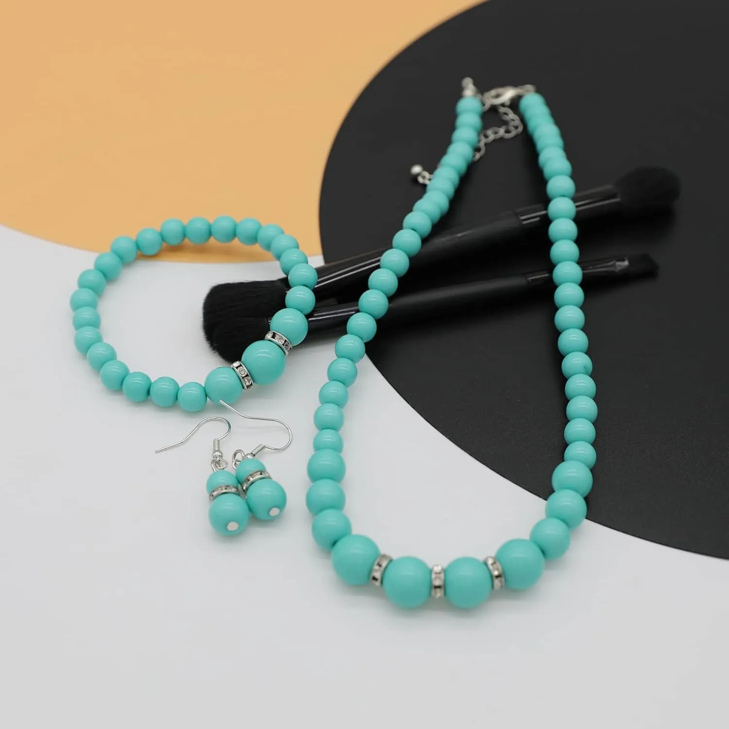 JNF Pearl Necklace for Women Crystal Rhinestone Pearl Choker Necklace and Earrings Set for Bridal Party Wedding Jewelry