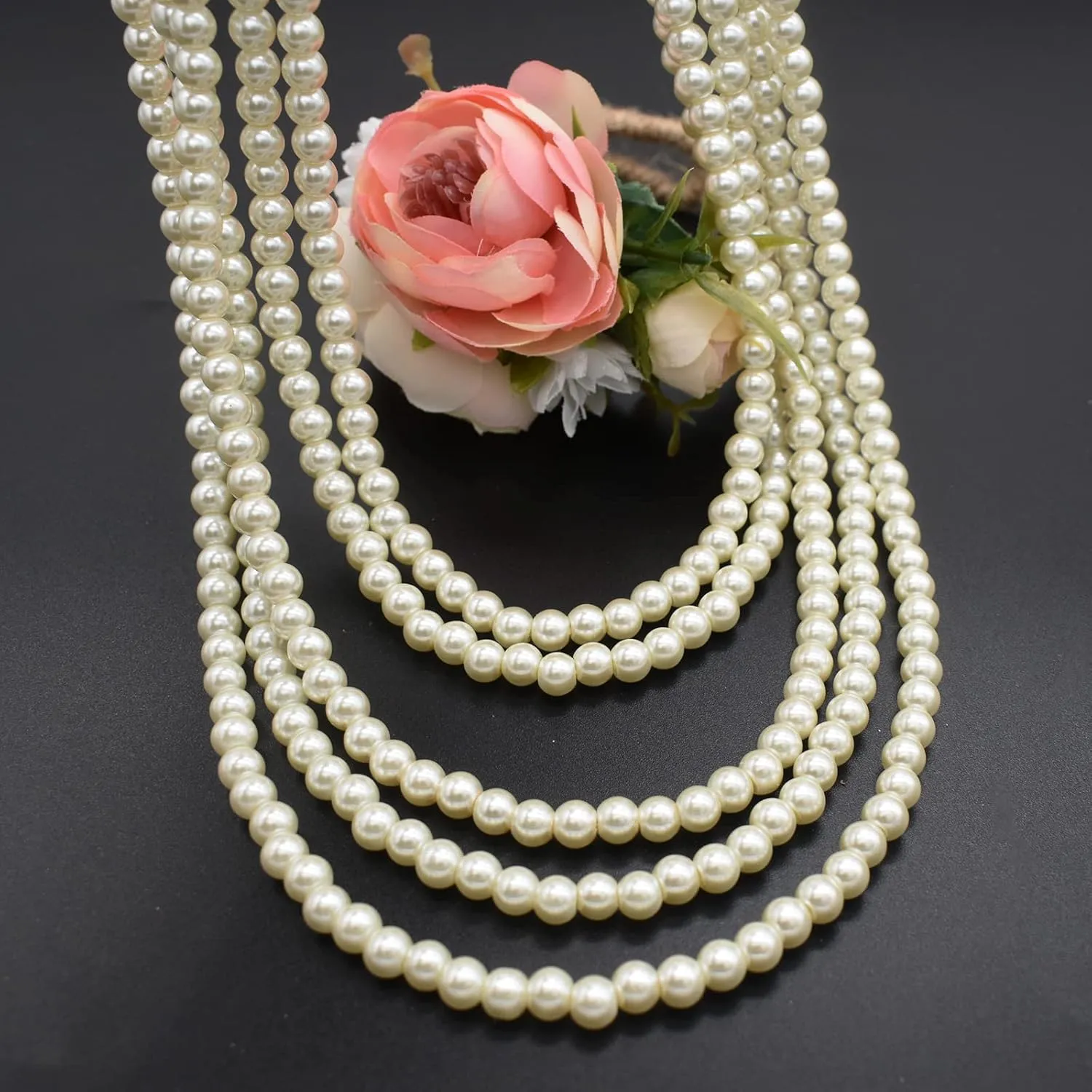 JNF Pearl Necklace for Women Crystal Rhinestone Pearl Choker Necklace and Earrings Set for Bridal Party Wedding Jewelry