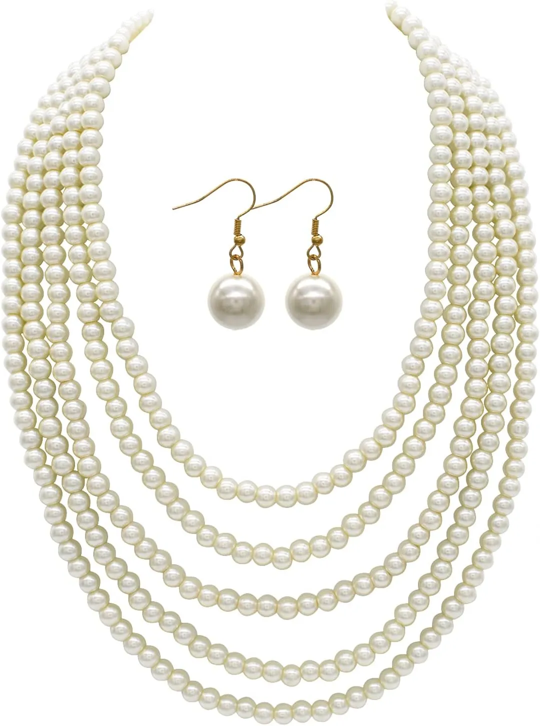 JNF Pearl Necklace for Women Crystal Rhinestone Pearl Choker Necklace and Earrings Set for Bridal Party Wedding Jewelry