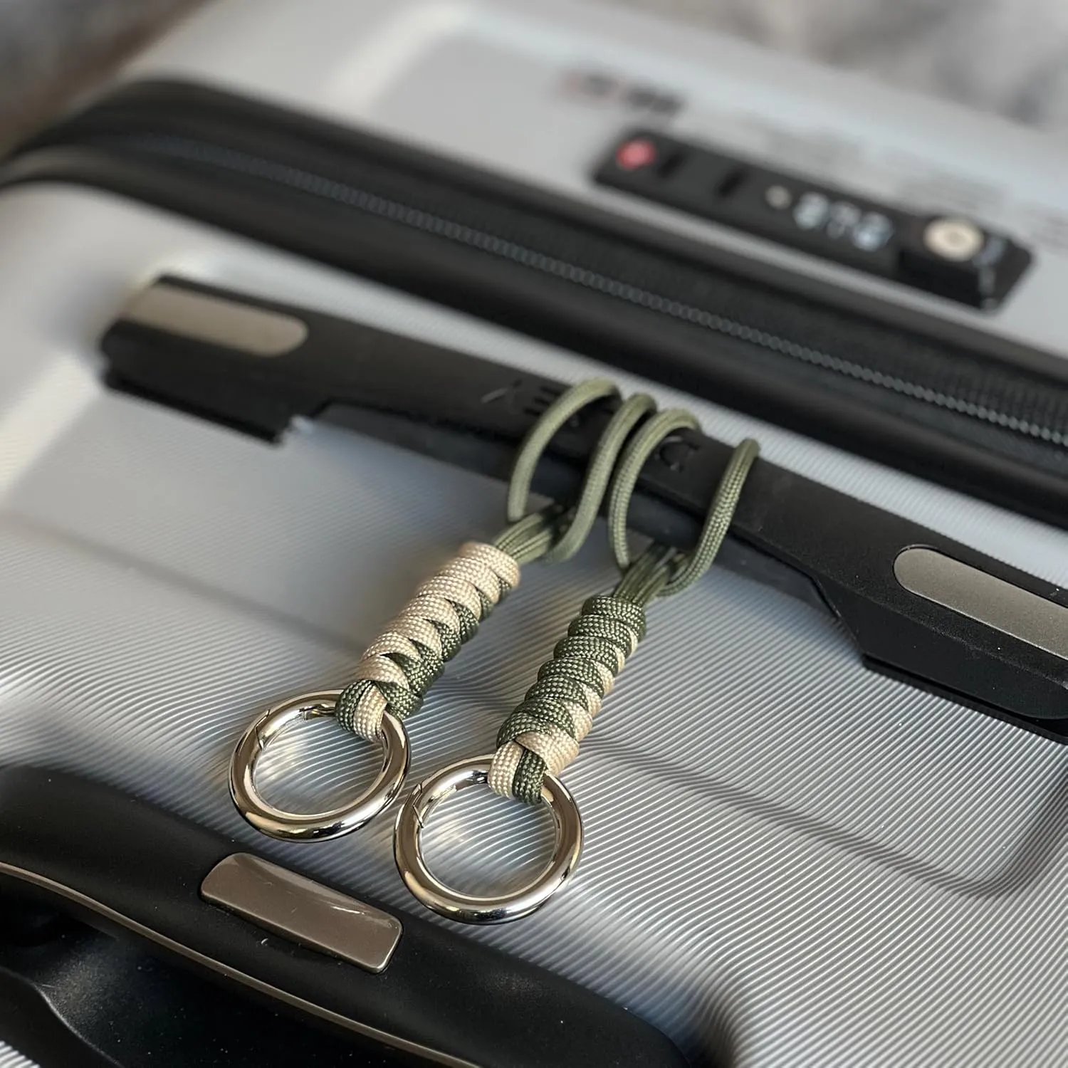 Key and Gear Charm - Paracord Keychain with Metal Spring O-Ring, Multi-Purpose