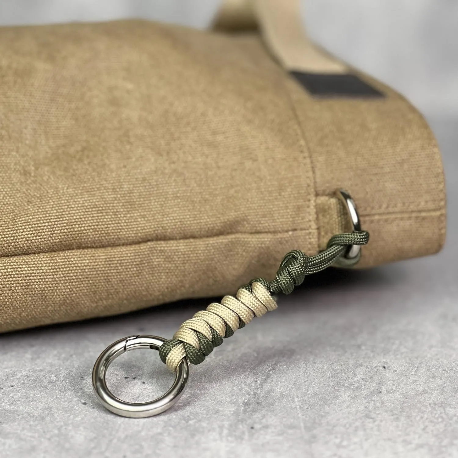 Key and Gear Charm - Paracord Keychain with Metal Spring O-Ring, Multi-Purpose